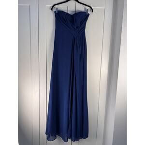 Lulus Women's Navy Blue Strapless Formal Maxi Gown Dress Size Small Wedding Prom